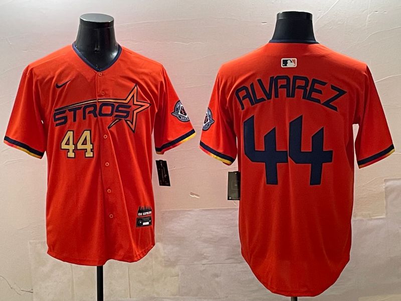 Men Houston Astros #44 Alvarez Orange Three generations Joint Name 2025 Nike MLB Jersey style 4
